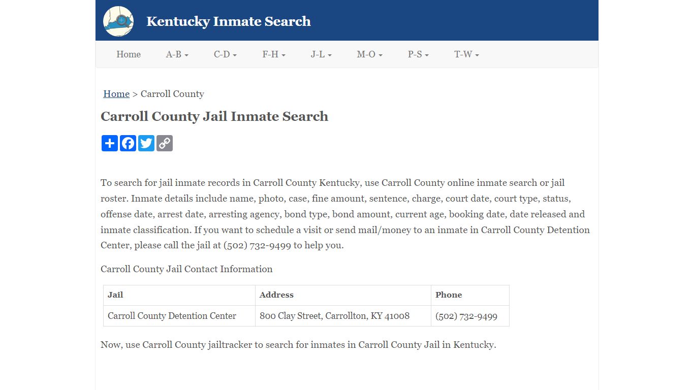 Carroll County Jail Inmate Search