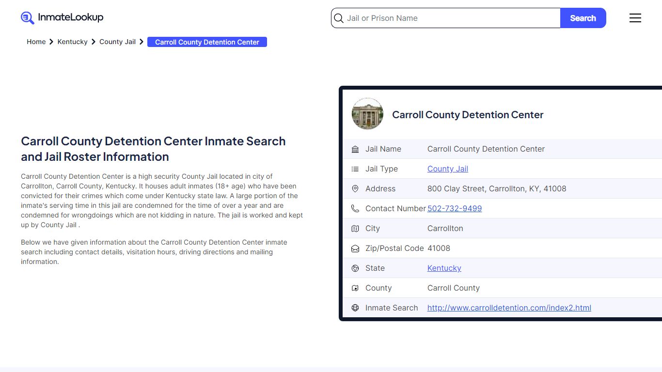 Carroll County Detention Center Inmate Search, Jail ... - Inmate Lookup