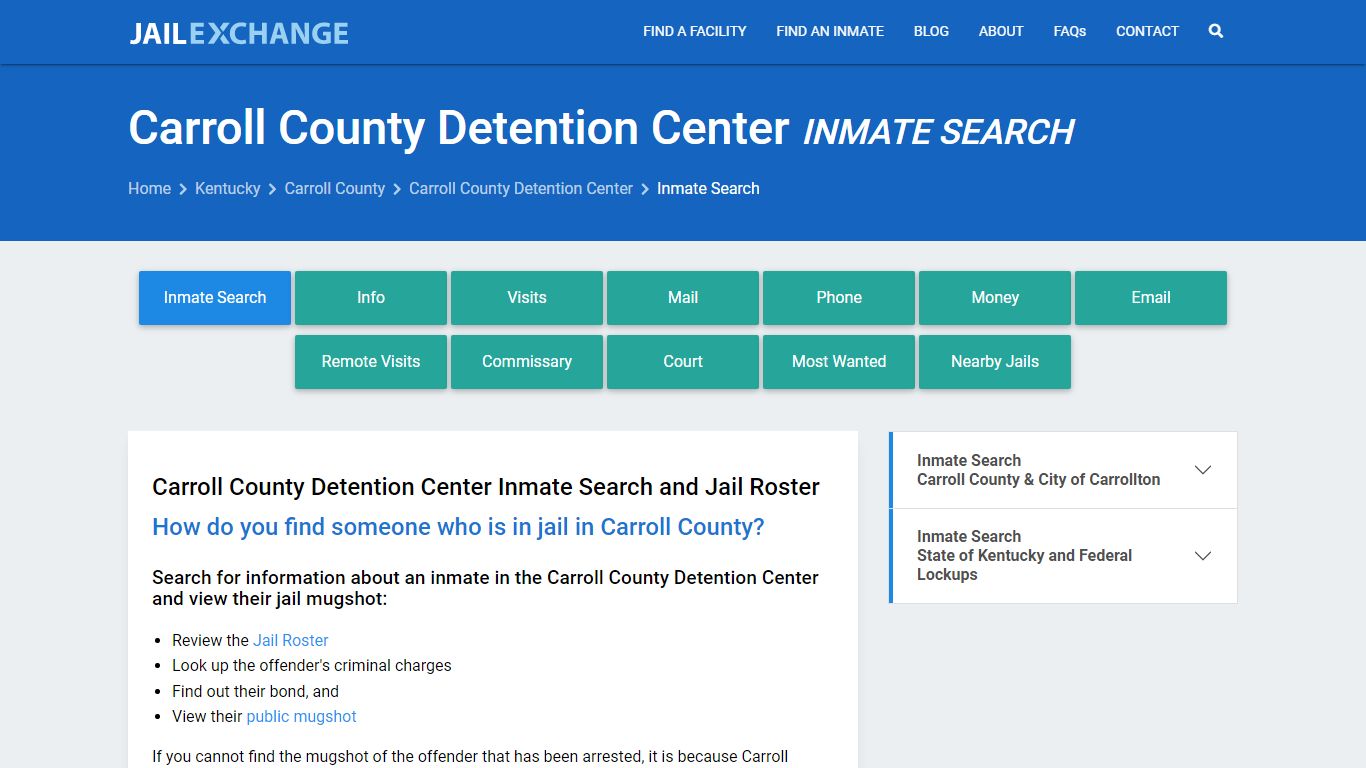 Carroll County Detention Center Inmate Search - Jail Exchange