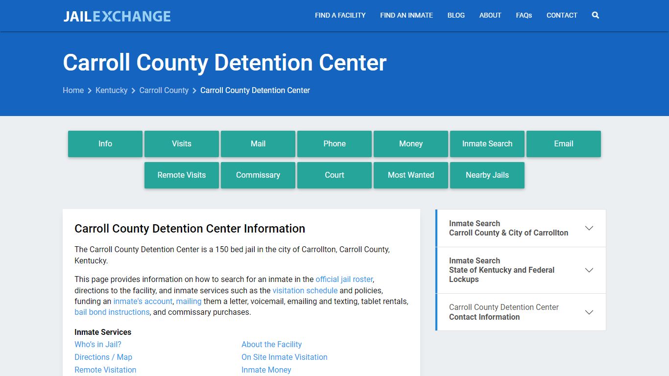 Carroll County Detention Center, KY Inmate Search, Information